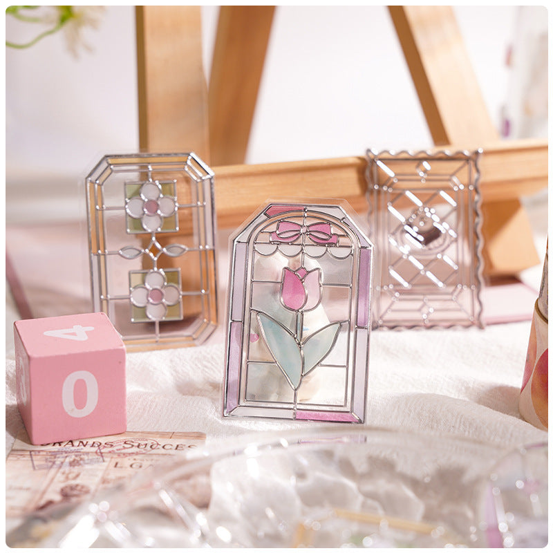 Premium Viral Stained Glass Parlor Clear Stained Stickers