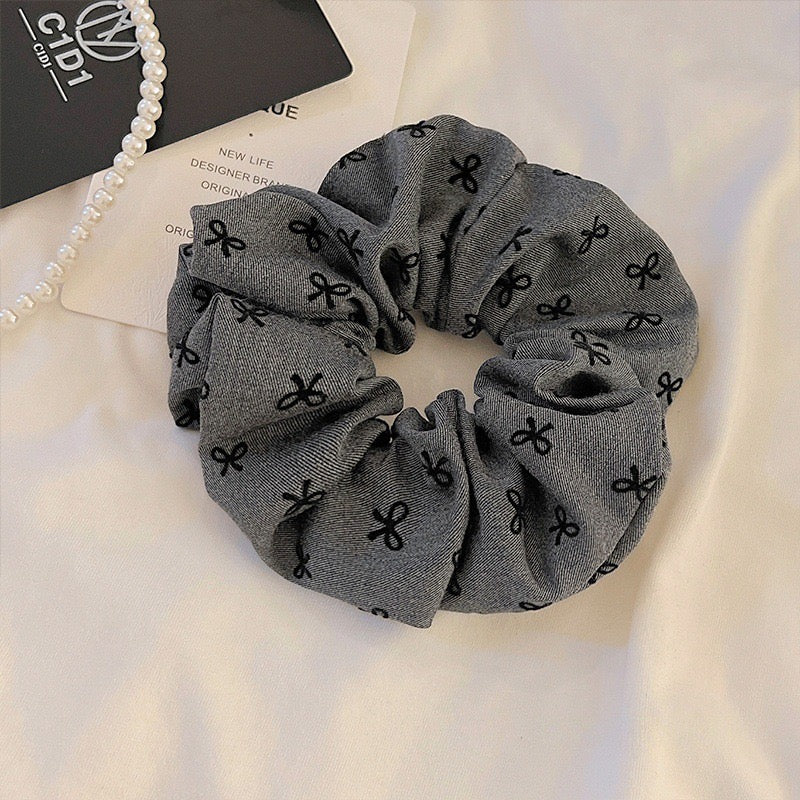 Grey Bow Whisper Scrunchie