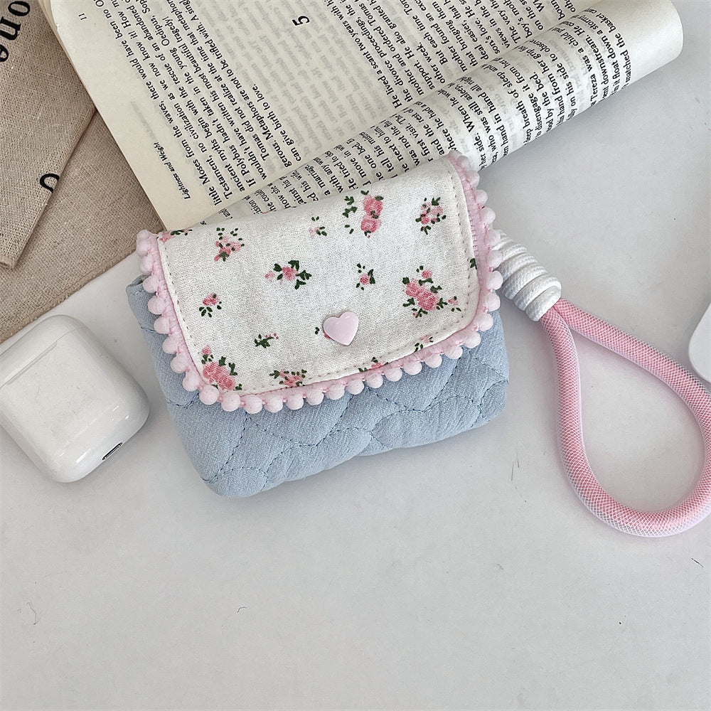 Pastel Cottage Mini Pouch with Lanyard 🌸🎀