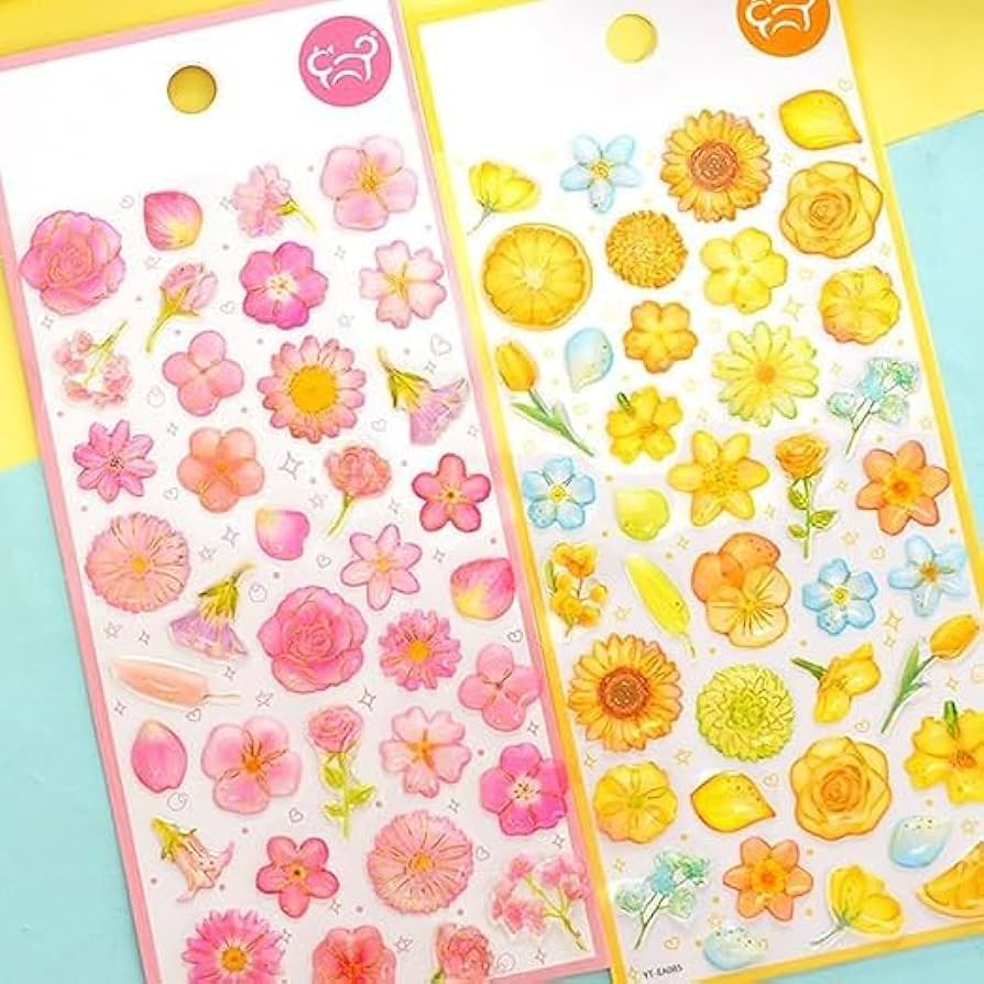 Blooming Crystal Flower Stickers Sheet 🌷✨