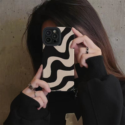 🖤 Wavy Zebra Aesthetic iPhone Case 🐾
