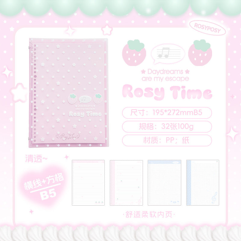Pre - Order Rosy Posy Strawberry B5 Binder