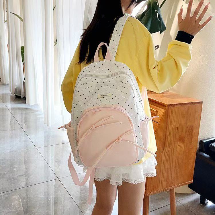 Coquette Polka Dot Bow Backpack 🎀🤍