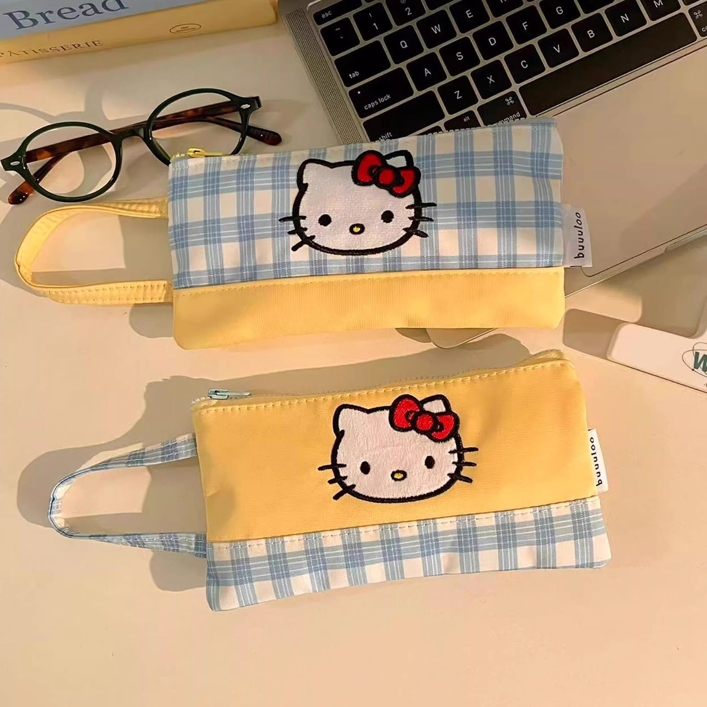 Hello Kitty Pastel Plaid Pencil Pouch ✨💛