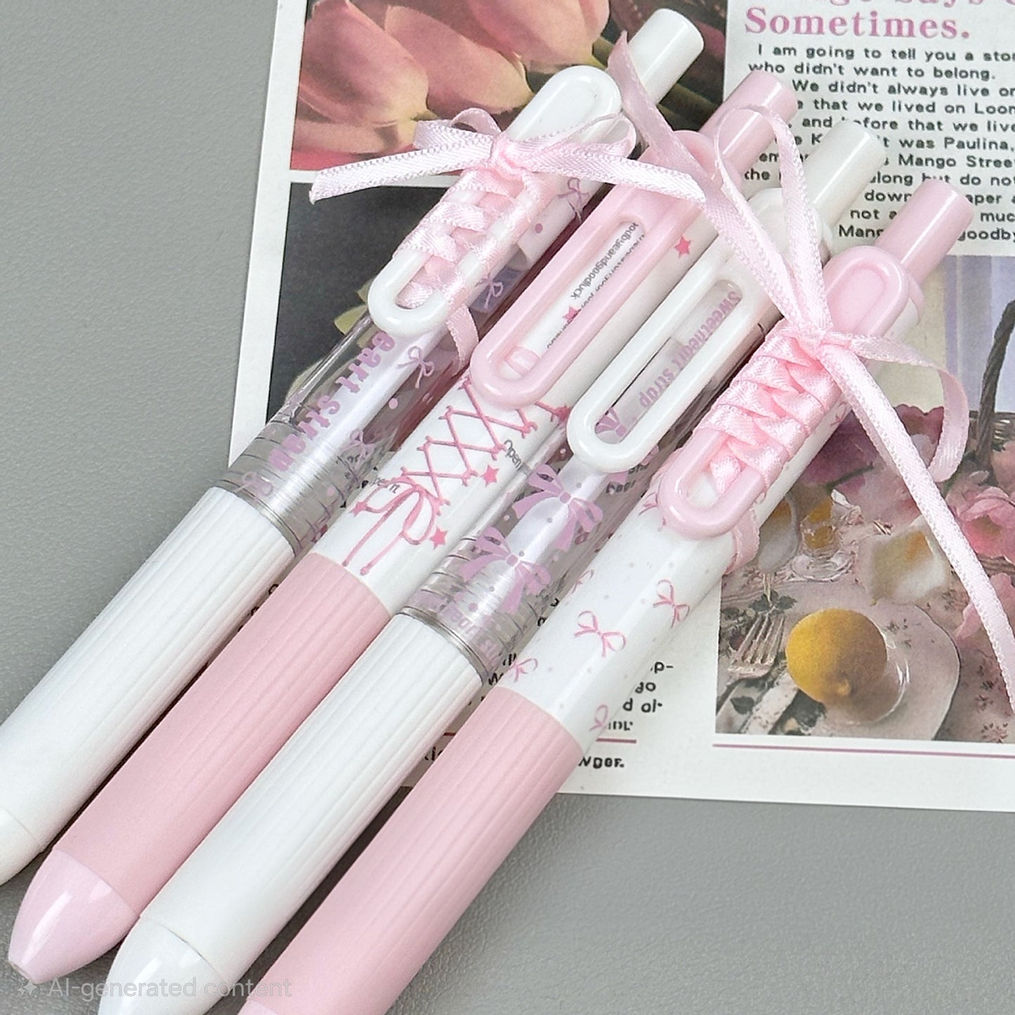 Set of 4 Pastel Ribbon Charm Pens