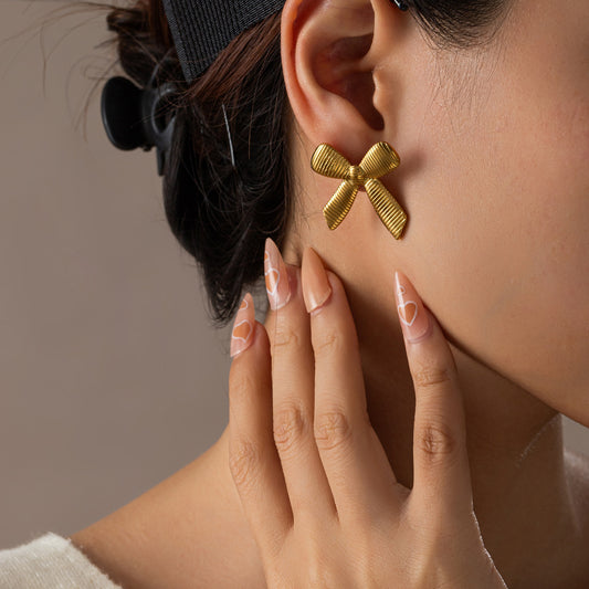 MM3 Korean Big Dainty Darling Bow Studs Earrings