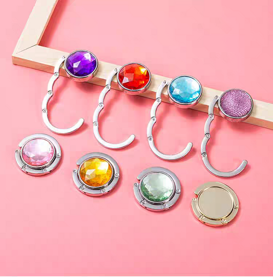 Foldable HandBag Hook Stone Studded Bag Hooks with Magnet