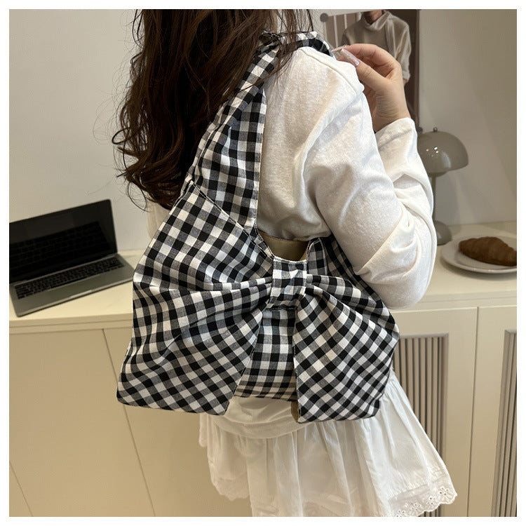 🎀 Gingham Bow Tote Bag 🖤❤️