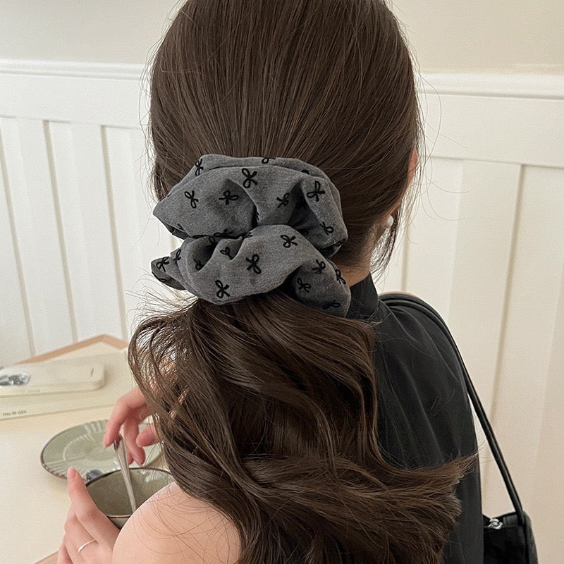 Grey Bow Whisper Scrunchie