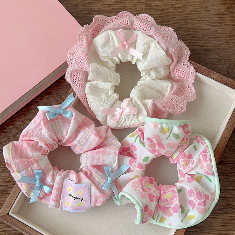 Pink Pastel Princess Lace Scrunchies