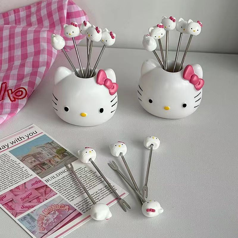 🍓 Hello Kitty Fruit Fork Set (10pcs)