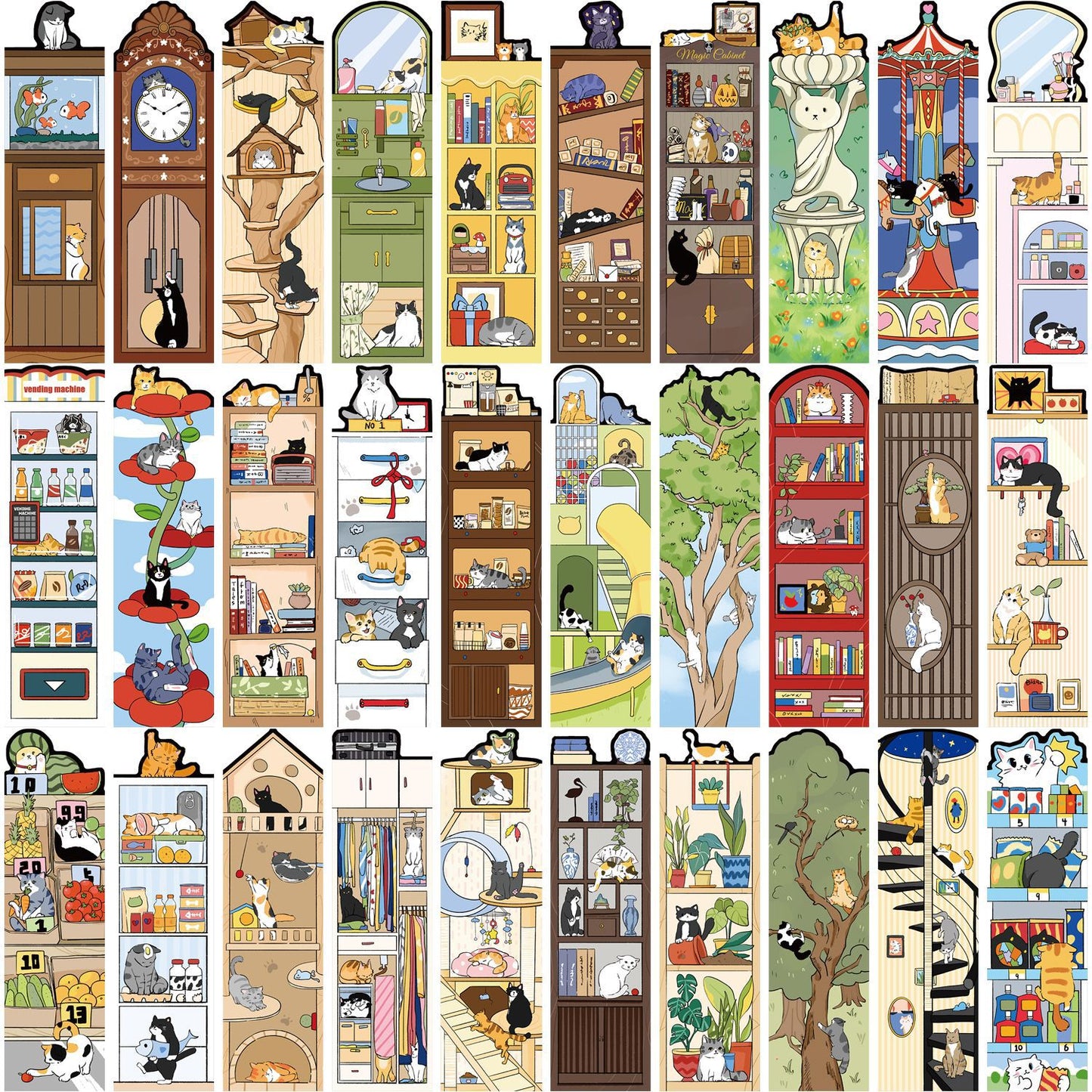 Set of 30 🐱 Cat Library Bookmarks