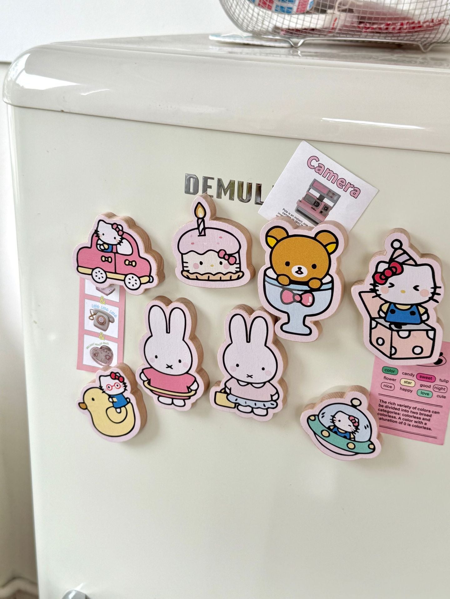 Kawaii Pastel Hello Kitty and Miffy Wooden Fridge Magnets with Bottle Opener