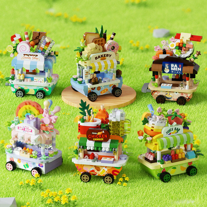 Dinging Car Mini Food Cart DIY Building Blocks – Cute Food Stall Series