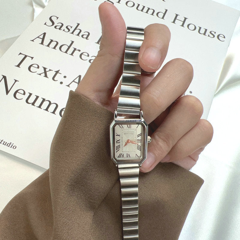Vintage Luxe Rectangle Watch – Silver