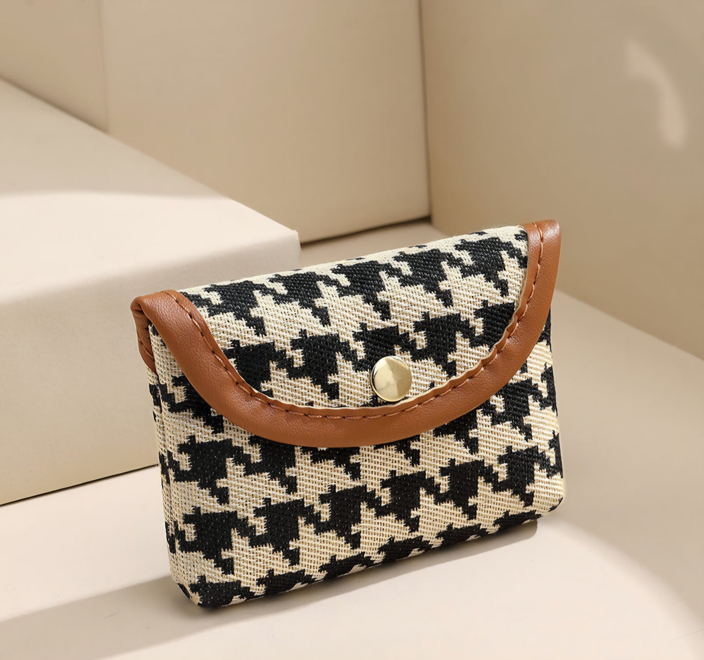 Classic Houndstooth Mini Multi Utility Wallet 🖤✨
