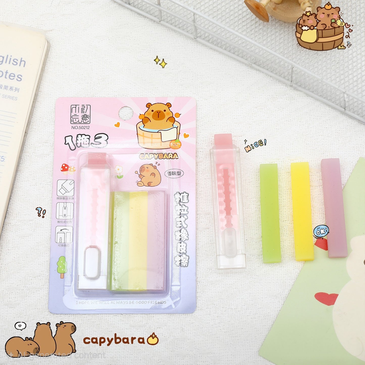 Capybara Scented Eraser Set 🐹🍓✨