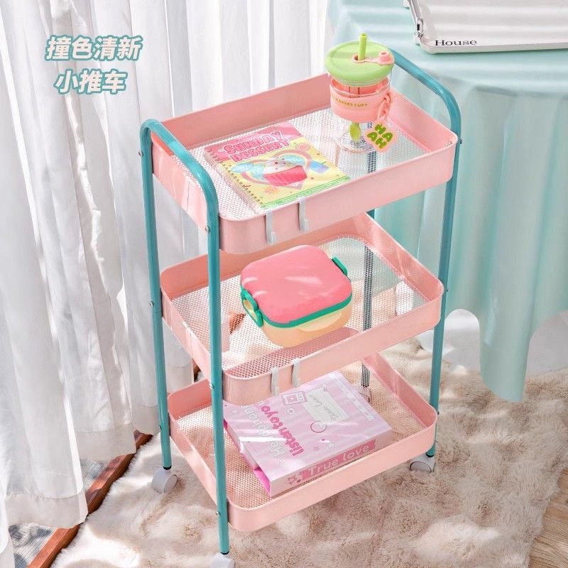 Pastel Rolling Storage Trolley Cart 3 Tier