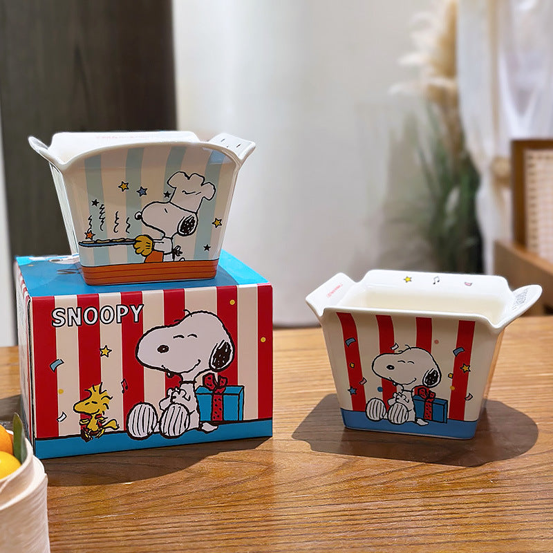 Snoopy Ceramic Popcorn Bowl – Cute Cartoon Snack Bowl 🍿🐶