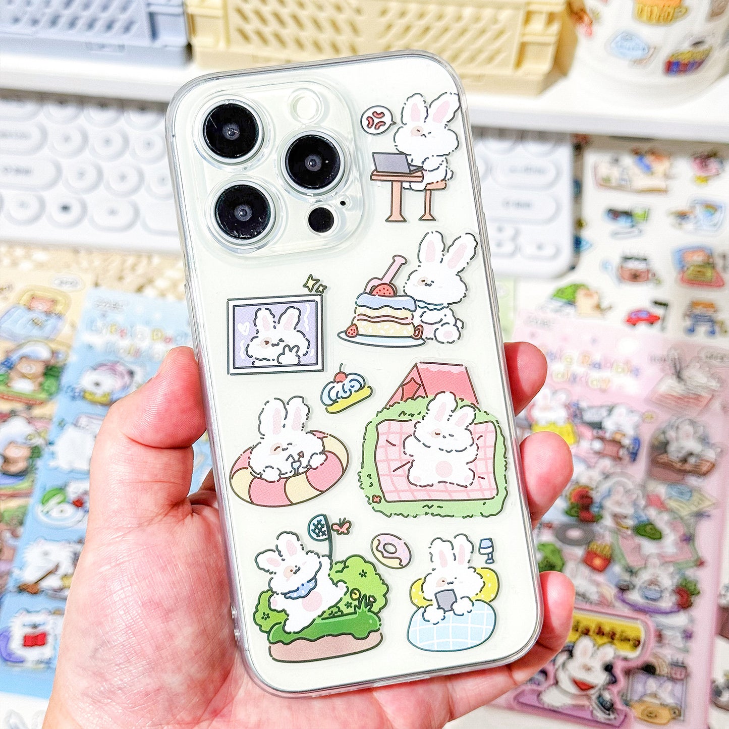 Set of 4 🌈 Little Holiday PET Sticker Sheets 🐻🐰🐶🐱✨