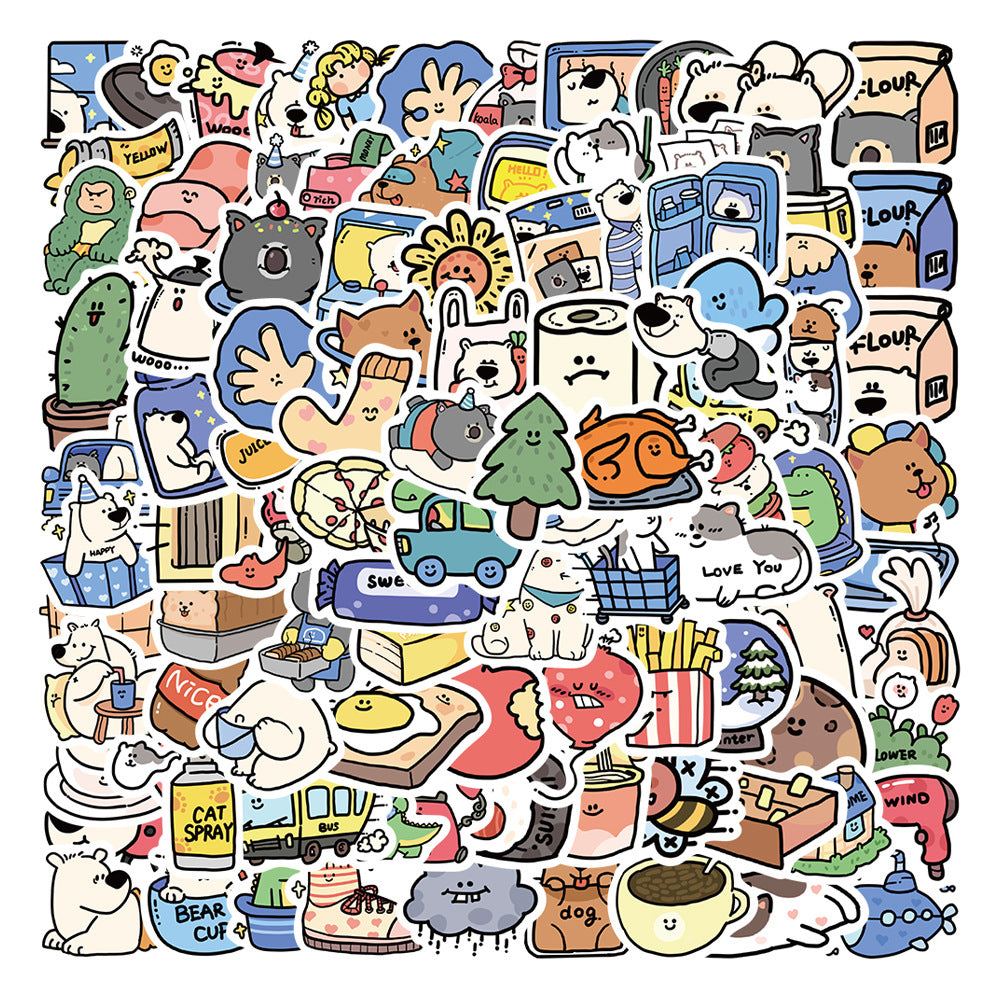 PS5 Set of 100 Kawaii Cozy Bear & Animal Sticker Pack