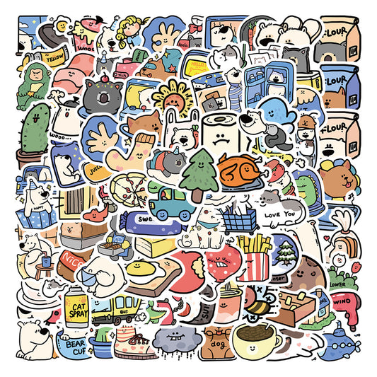 PS5 Set of 100 Kawaii Cozy Bear & Animal Sticker Pack