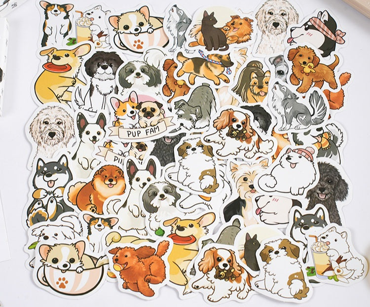 Set of 30 Pup Fam Stickers Pack Dog