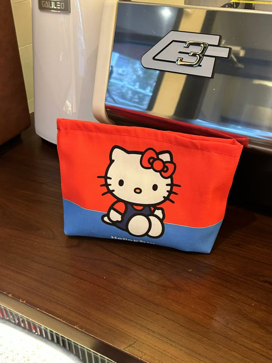 Hello Kitty Red Blue Contrast Zipper Pouch