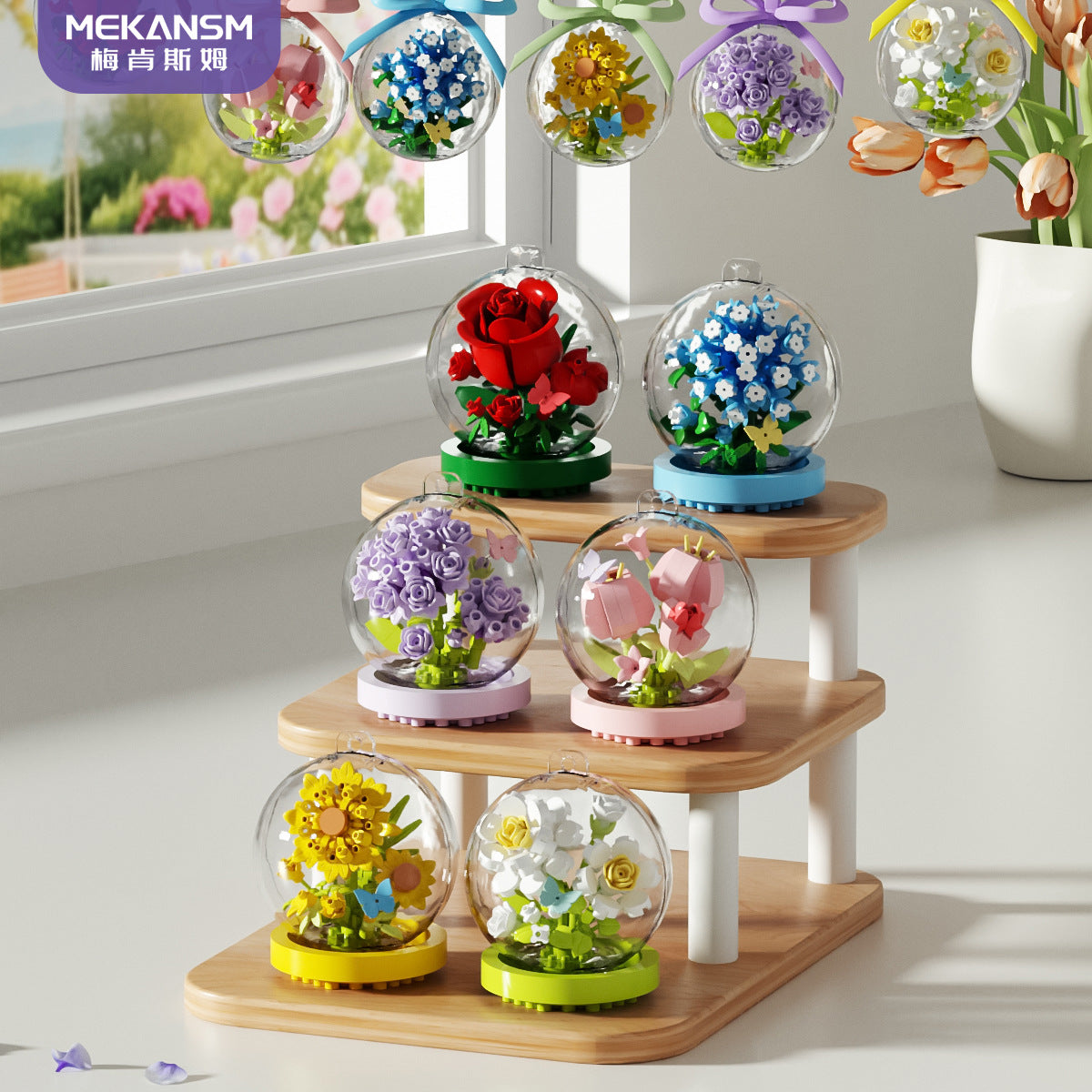 Flower Floral Globe Building Blocks Mini Bouquet Capsule 🌷✨
