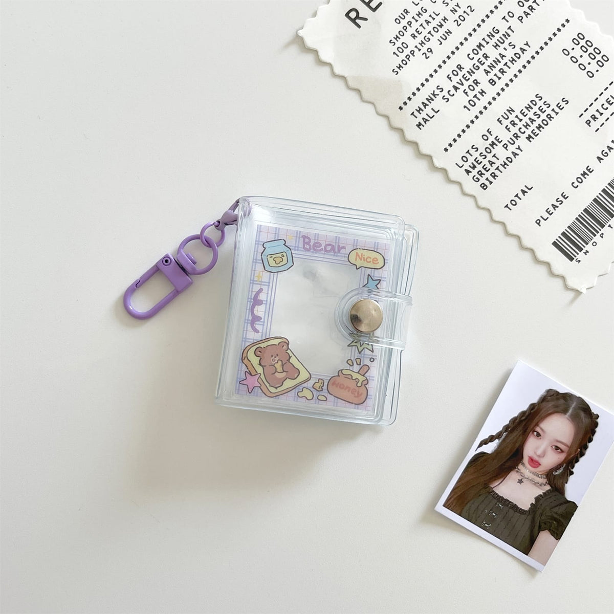 Mini Kawaii Photo Album Keychain – Cute Scrapbook & Photocard Holder