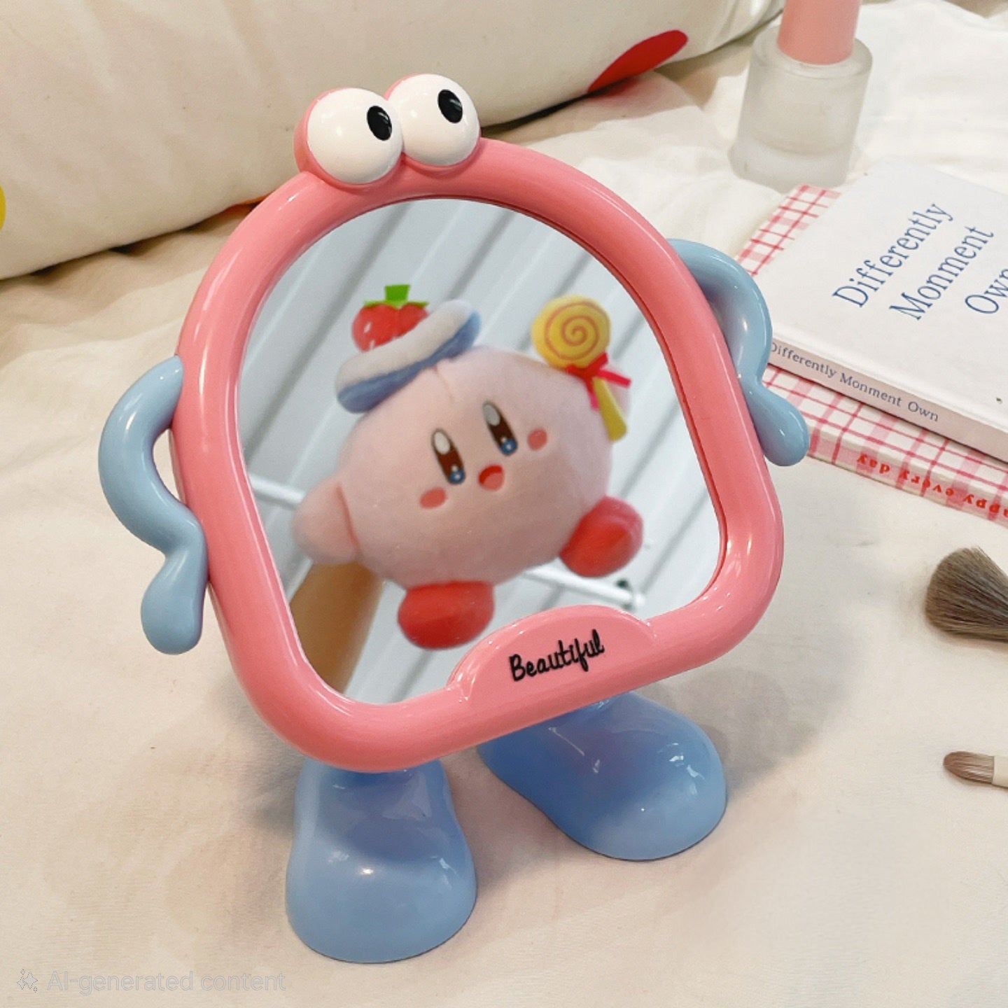 Cute Cartoon Standing Table Makeup Mirror 👀🎀