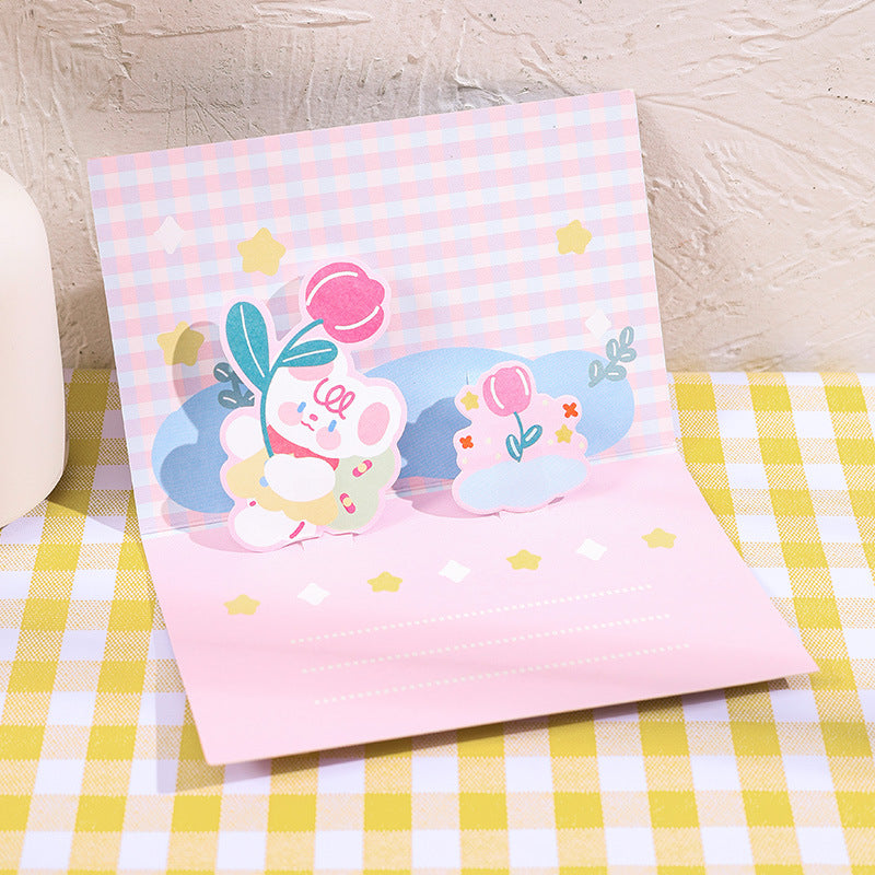 Kawaii 3D Pop-Up Wishes Greeting Card