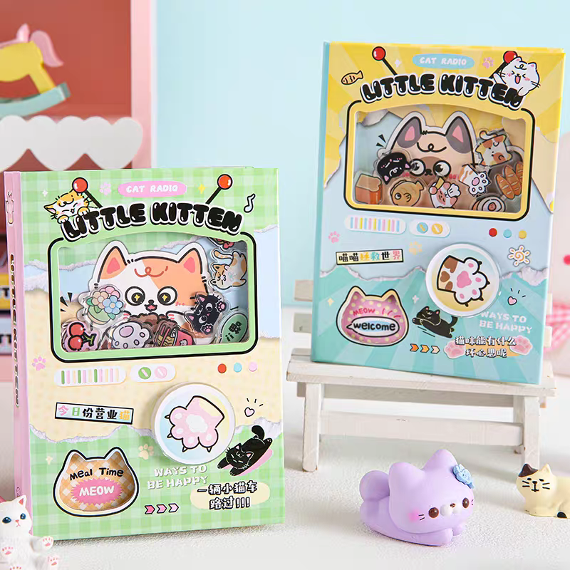 Cute Cat Gacha-Style Notebook Diary Journal