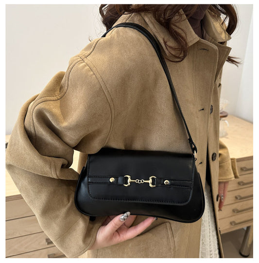 Midnight Luxe Buckle Shoulder Bag