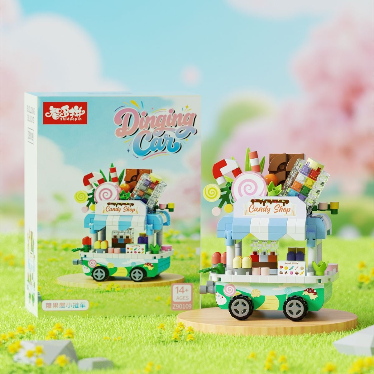 Dinging Car Mini Food Cart DIY Building Blocks – Cute Food Stall Series