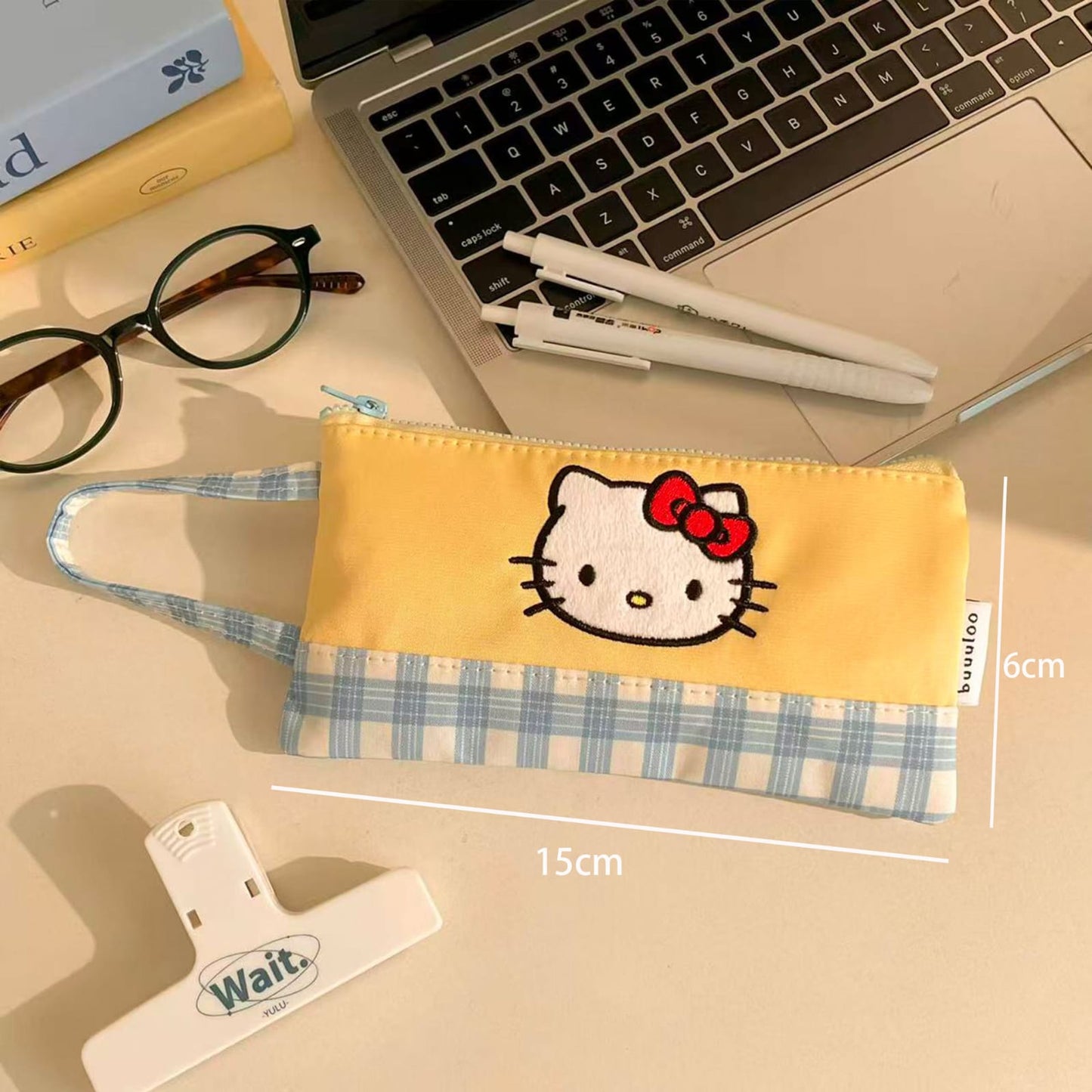 Hello Kitty Pastel Plaid Pencil Pouch ✨💛