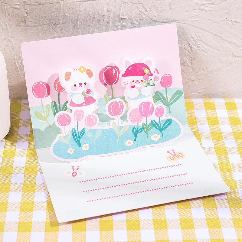 Kawaii 3D Pop-Up Wishes Greeting Card