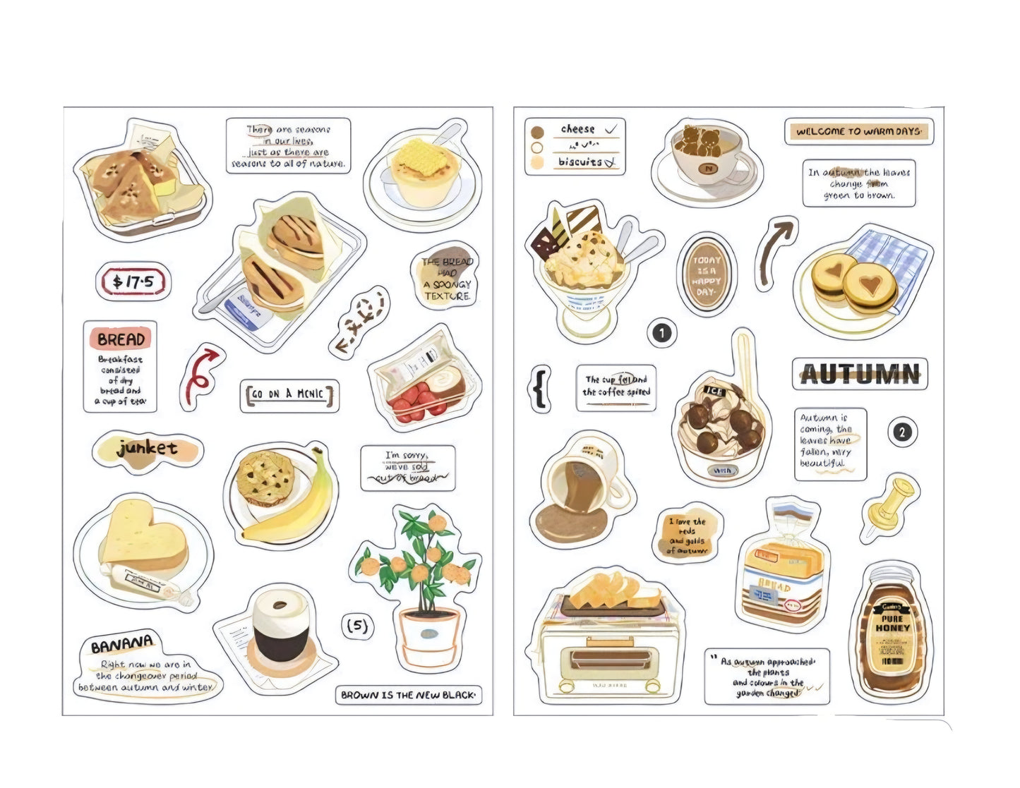 🌈 Papermore Set of 2 Aesthetic Sticker Sheets Set ✨📒🍰