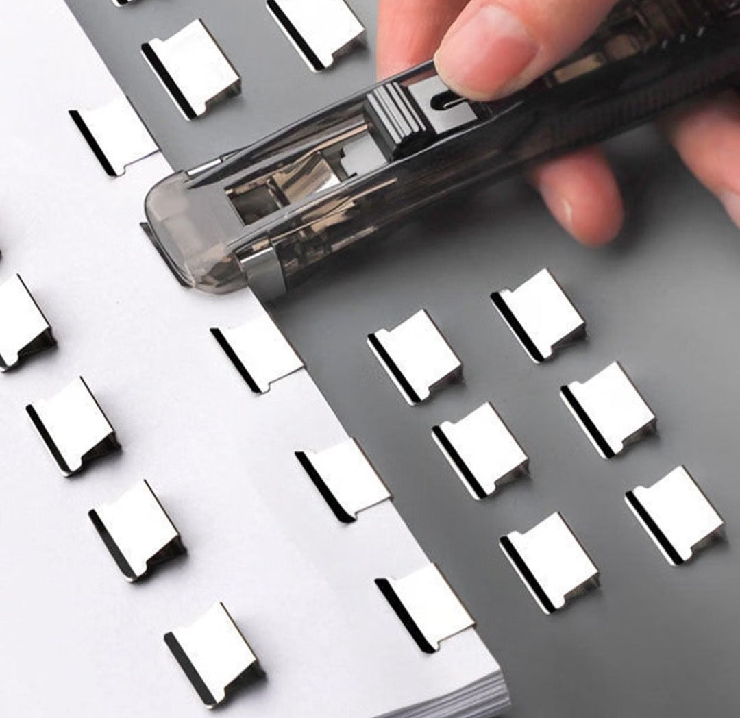 No-Staple Mini Paper Binder Clam Clip Dispenser