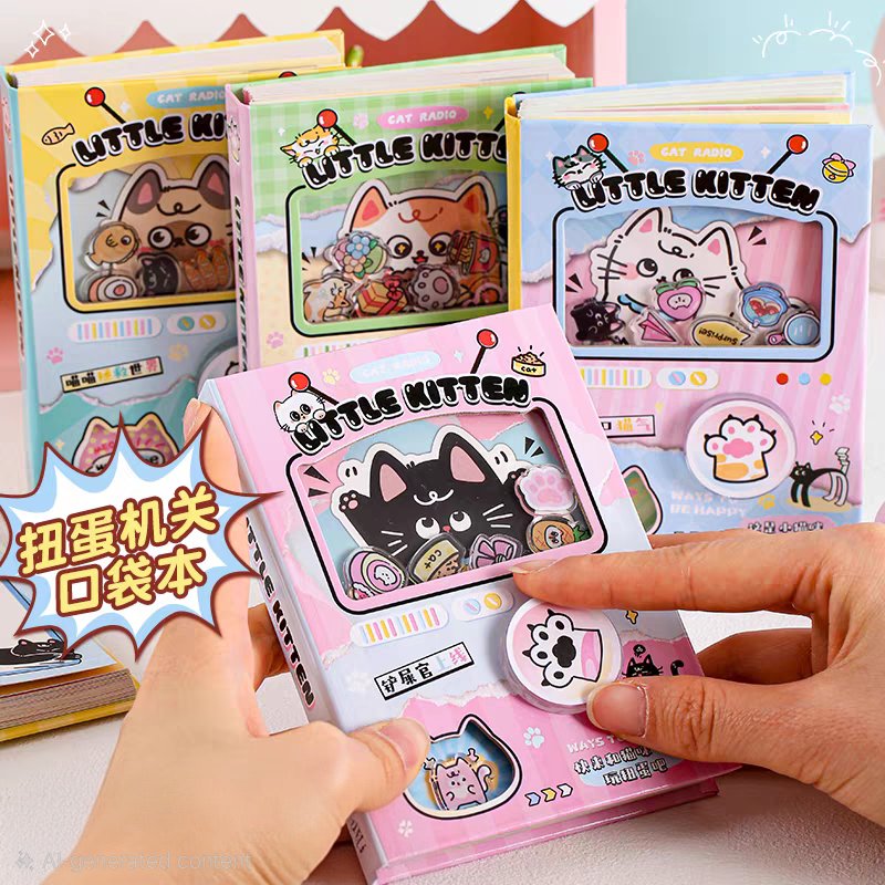 Cute Cat Gacha-Style Notebook Diary Journal
