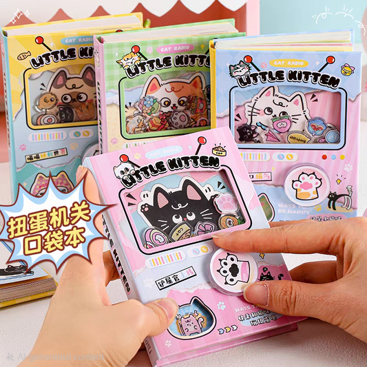 Cute Cat Gacha-Style Notebook Diary Journal