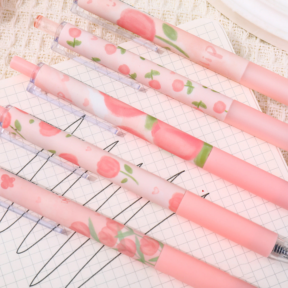 Pink Tulip 6 Retractable Pens Set