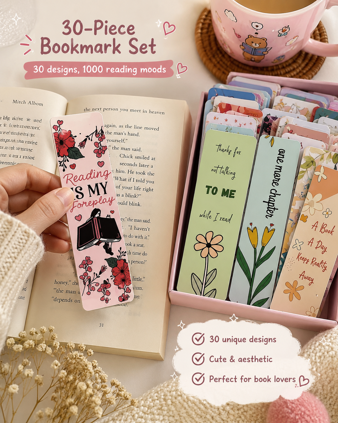 📚 30-Piece Bookish Bookmark Set