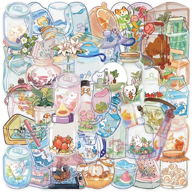 PS14 Set of 50 Dreamy Glass Garden Stickers Pack