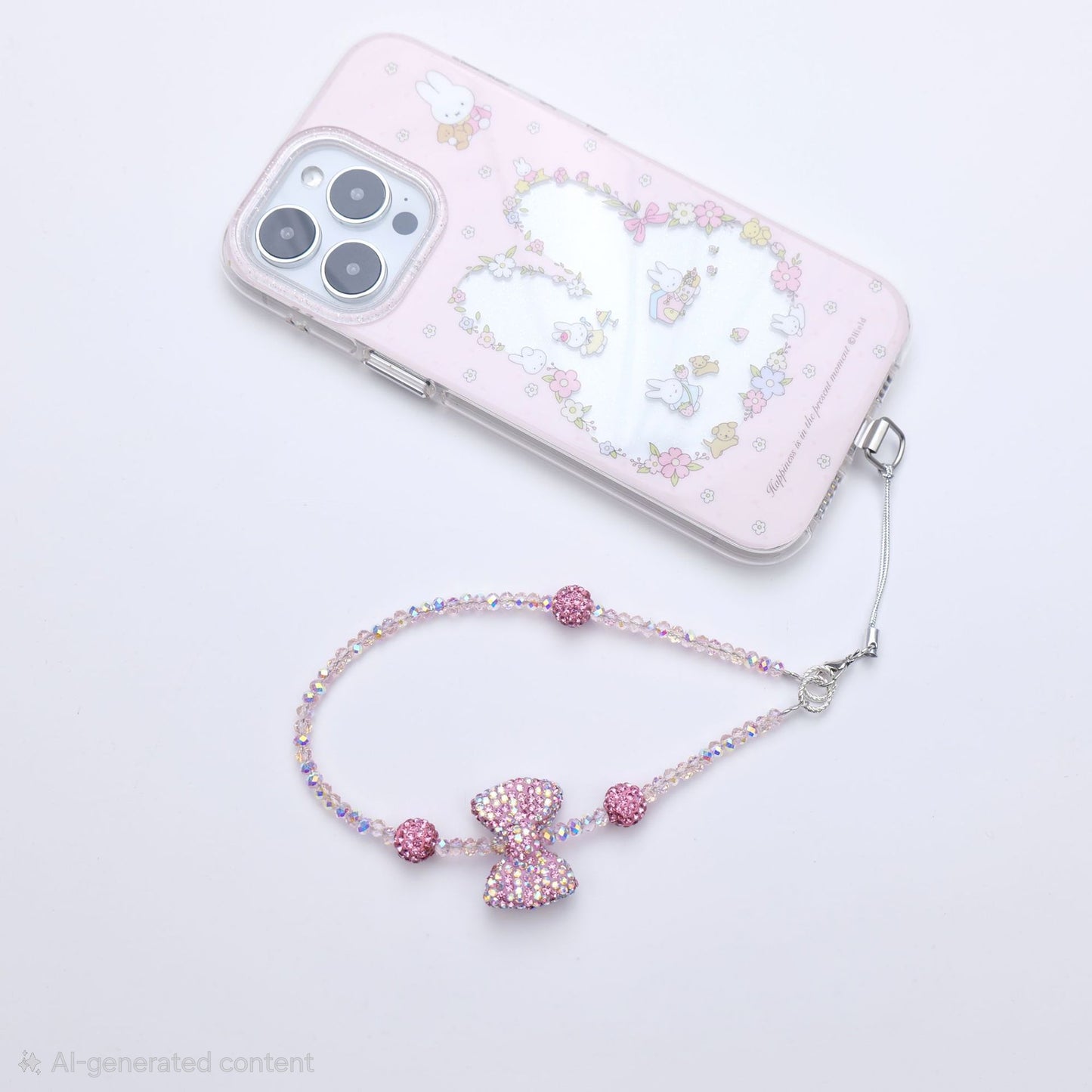 Premium Pink Crystal Bow Phone Charm