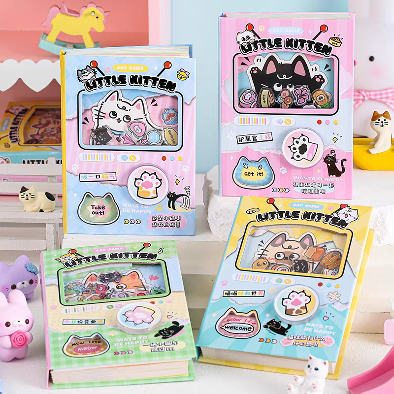 Cute Cat Gacha-Style Notebook Diary Journal
