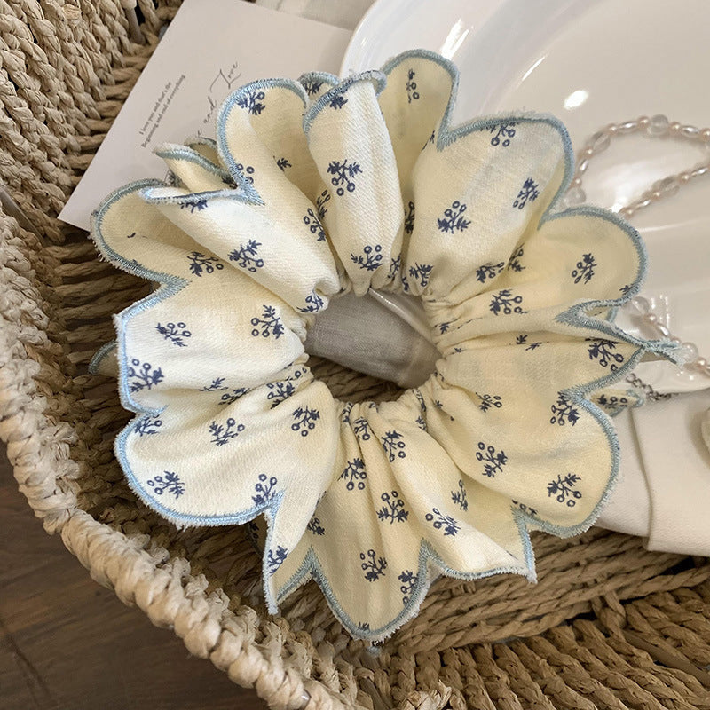 Blue Meadow Ruffle Scrunchie