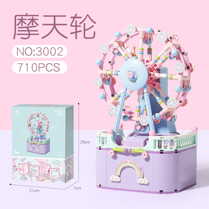 Pastel Ferris Wheel Music Box Building Blocks – 710 Pieces