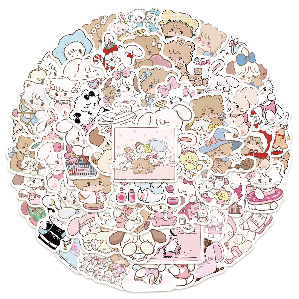 PS8 Set of 60 Mikko Cute Character Pastel Stickers Pack