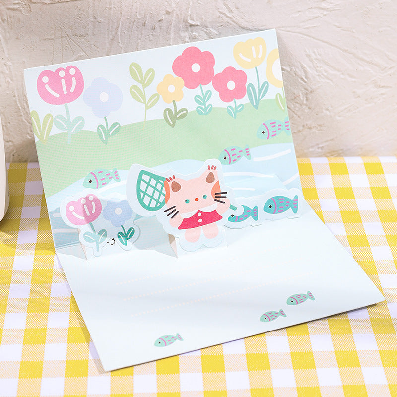 Kawaii 3D Pop-Up Wishes Greeting Card